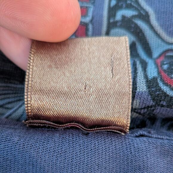 Y2K Henley Long Sleeve Top S Blue Floral Twilightcore Elena Bella Boho Vneck - Picture 10 of 11